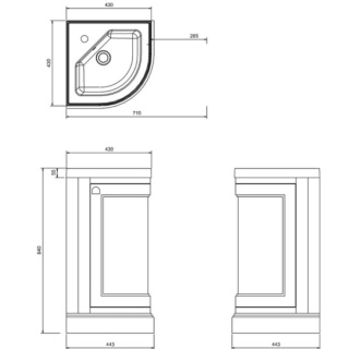 Burlington Corner Vanity Unit 43cm